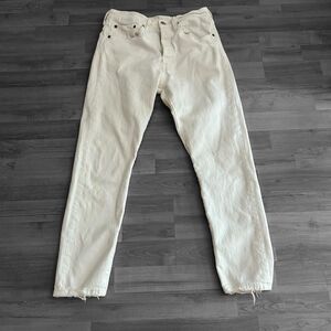 Levi's Premium White 501 Button Fly Skinny Jeans